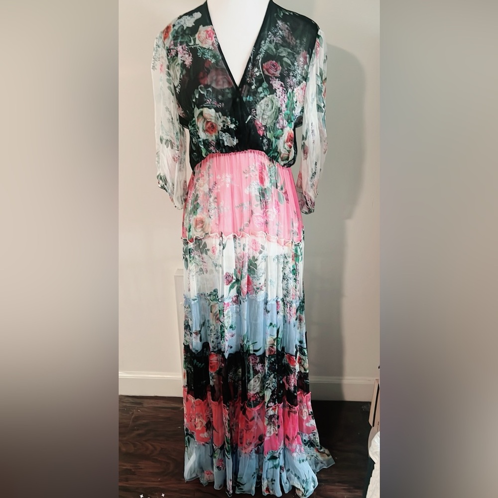 Johnny was limited edition floral silk maxi dress New without tag